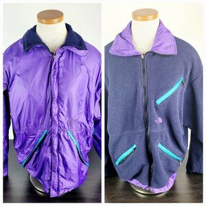 Vintage 90s North Face Reversible Nylon Fleece Jacket Size Small Made in USA